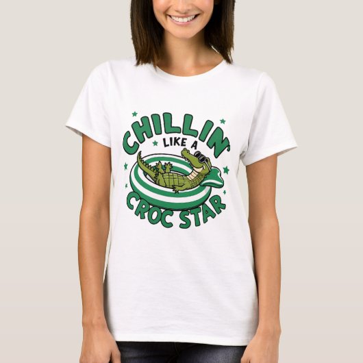 Grappige Corocdile cartoon Croc Summer T-shirt (Voorkant)