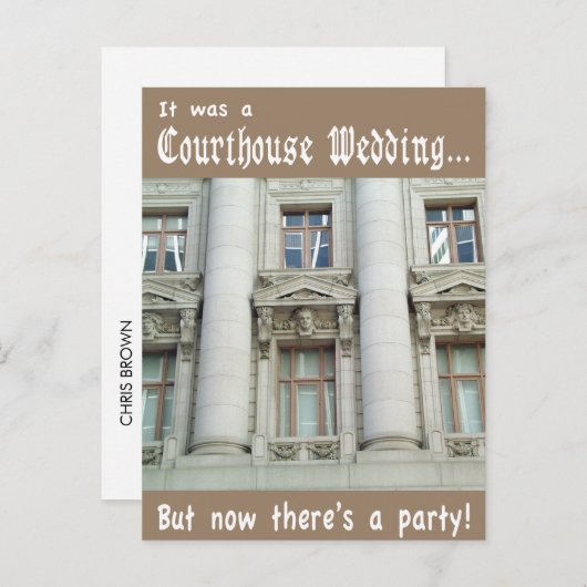 Grappige Courthouse Wedding net getrouwd aankondig Uitnodiging Briefkaart (Voorkant / Achterkant)