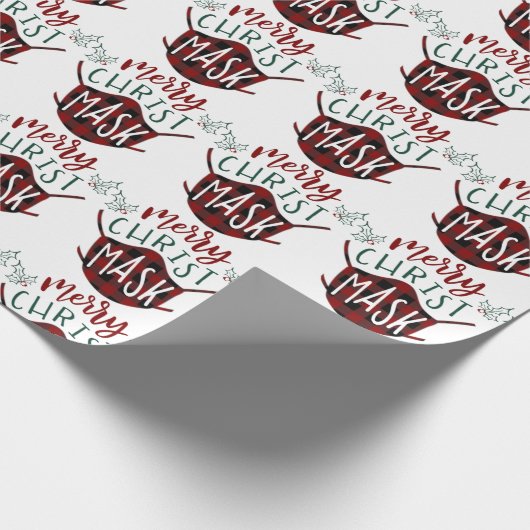Grappige COVID-19 MERRY ChristMASK Buffalo Check M Cadeaupapier (Hoek)