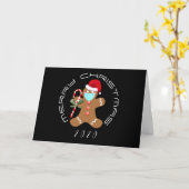 Grappige covid kerst 2020 peperkoek man kaart (Gele Bloem)