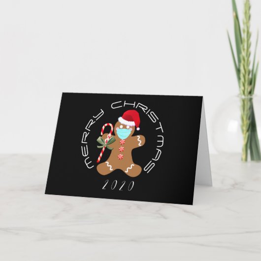 Grappige covid kerst 2020 peperkoek man kaart (Voorkant)