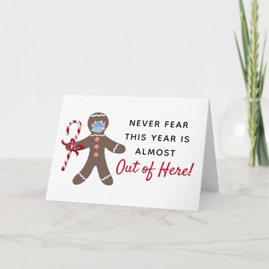 Grappige Covid Kerst Gezicht Gemaskerd Gingerbread Feestdagen Kaart (Voorkant)