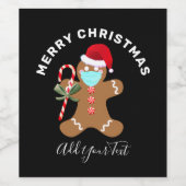Grappige Covid Kerstquarantaine Gingerbread DIY Wijn Etiket (Enkel label)