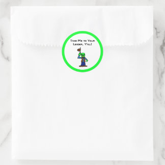 Grappige Cowboy Alien Cartoon met UFO-ontvoering Ronde Sticker