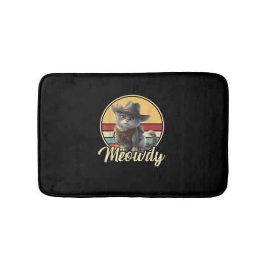 Grappige Cowboy Cat Mashup Meow Howdy Kitten Lover Badmat (Voorkant)