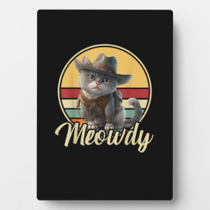 Grappige Cowboy Cat Mashup Meow Howdy Kitten Lover Fotoplaat