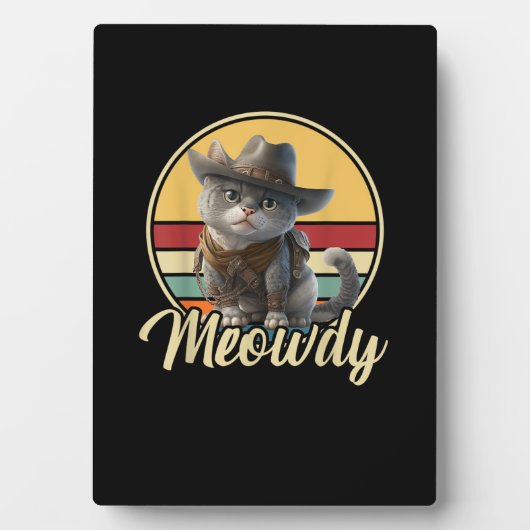 Grappige Cowboy Cat Mashup Meow Howdy Kitten Lover Fotoplaat (voorkant)