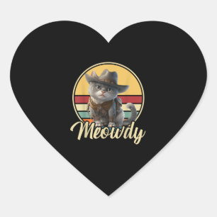Grappige Cowboy Cat Mashup Meow Howdy Kitten Lover Hart Sticker