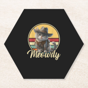 Grappige Cowboy Cat Mashup Meow Howdy Kitten Lover Kartonnen Onderzetters