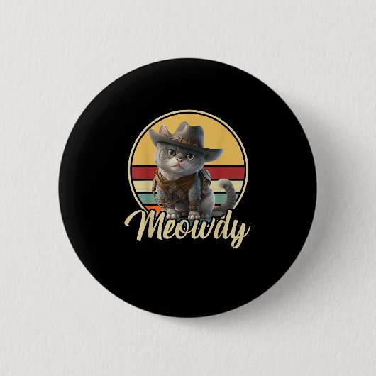 Grappige Cowboy Cat Mashup Meow Howdy Kitten Lover Ronde Button 5,7 Cm (Voorkant)