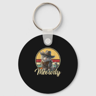 Grappige Cowboy Cat Mashup Meow Howdy Kitten Lover Sleutelhanger