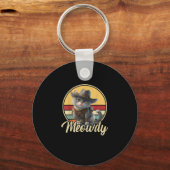 Grappige Cowboy Cat Mashup Meow Howdy Kitten Lover Sleutelhanger (Voorkant)