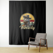 Grappige Cowboy Cat Mashup Meow Howdy Kitten Lover Wandkleed (In situ)