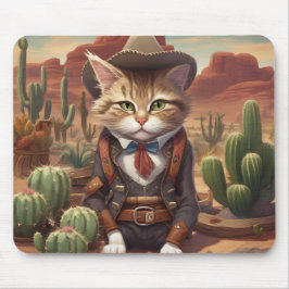 Grappige Cowboy Cat op de Westerne Plains Muismat