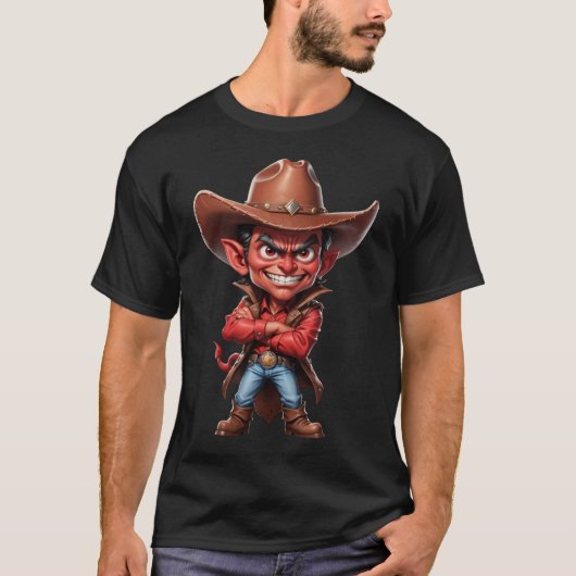 Grappige cowboy devil cowboy grafisch t shirt (Voorkant)