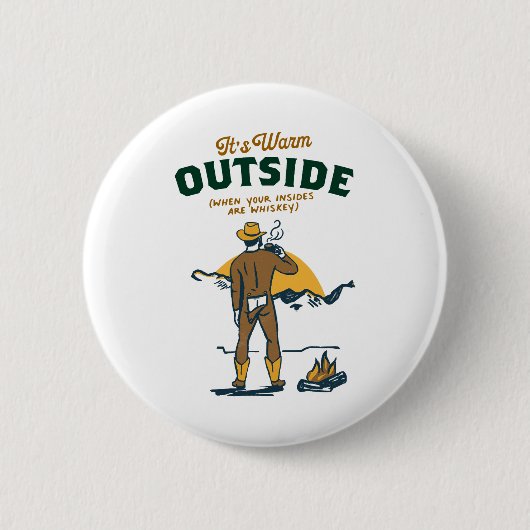 Grappige Cowboy die Whiskey Drinkt Ronde Button 5,7 Cm (Voorkant)