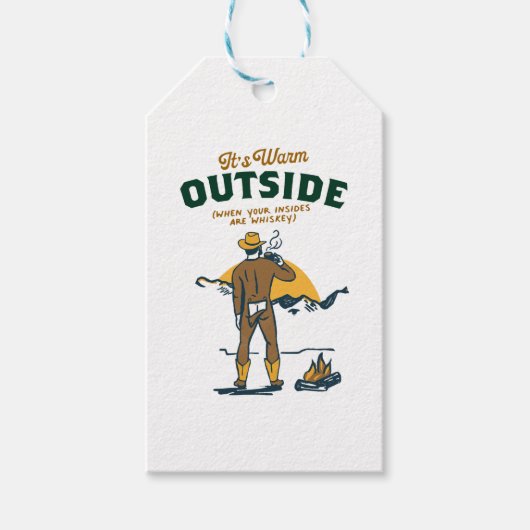 Grappige Cowboy die Whisky Drinkt Cadeaulabel (Voorkant)