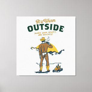 Grappige Cowboy die Whisky Drinkt Canvas Afdruk