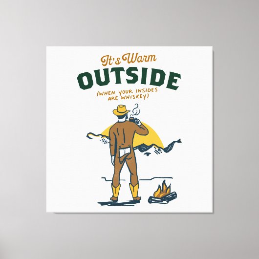 Grappige Cowboy die Whisky Drinkt Canvas Afdruk (Voorkant)