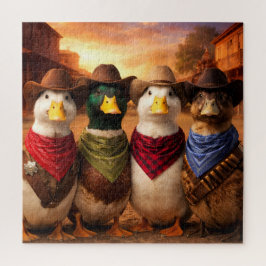 Grappige Cowboy Eend Puzzel | Westerse Eend Kunst