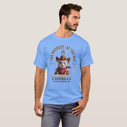 Grappige Cowboy Ferret Westerne stijl T-shirt (Voorkant volledig)