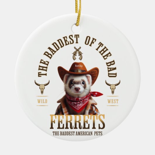 Grappige Cowboy Fret Western Stijl Keramisch Ornament (Voorkant)