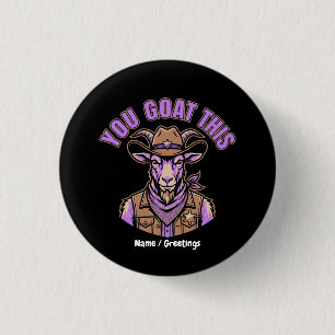 Grappige Cowboy Geit Motivatie Pun Western Design Ronde Button 3,2 Cm
