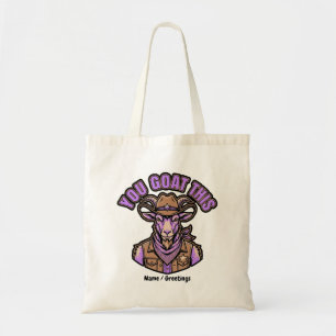 Grappige Cowboy Geit Motivatie Pun Western Design Tote Bag