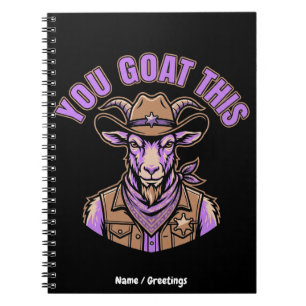 Grappige Cowboy Geit Motiverende Woordspeling West Notitieboek