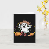 Grappige Cowboy Halloween Ghost Westerne Herfst vo Kaart (Gele Bloem)