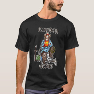 Grappige Cowboy Jezus Religieus Christelijk T-shirt