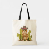 Grappige cowboy kat tote bag (Achterkant)