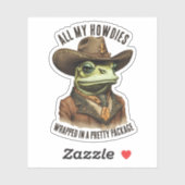 Grappige cowboy kikker western howdy gepersonalise sticker (Vel)