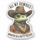 Grappige cowboy kikker western howdy gepersonalise sticker (Voorkant)