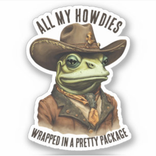 Grappige cowboy kikker western howdy gepersonalise sticker