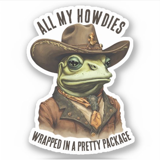 Grappige cowboy kikker western howdy gepersonalise sticker (Voorkant)