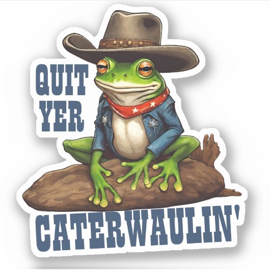 Grappige cowboy kikker westerne caterwaulin gepers sticker (Voorkant)