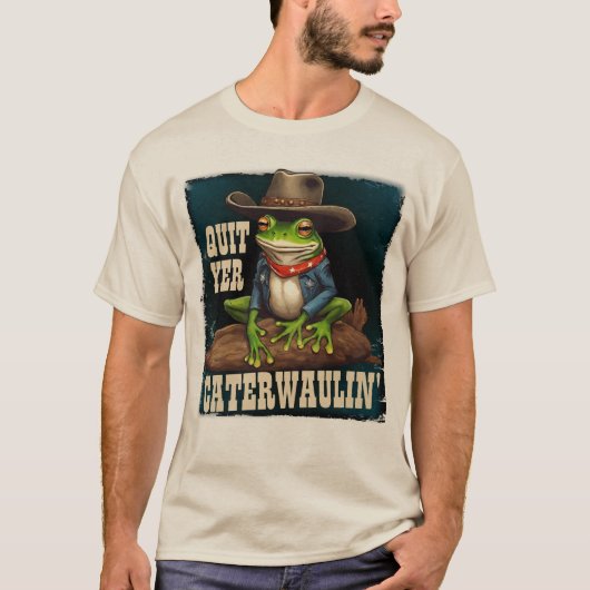 Grappige cowboy kikker westerne caterwaulin gepers t-shirt (Voorkant)
