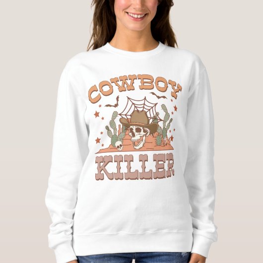 Grappige Cowboy Killer Westerne Retro Spooky Trui (Voorkant)