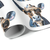 Grappige Cowboy Koe met Zonnebril Patroon Cadeaupapier (Rol Hoek)