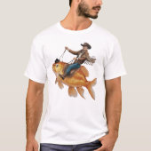 Grappige cowboy rijden op een vis t-shirt (Voorkant)