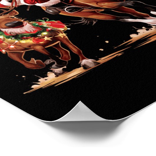 Grappige Cowboy Santa Bulldogging Kerstmis Cowboy  Poster (Hoek)