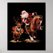 Grappige Cowboy Santa Bulldogging Kerstmis Cowboy  Poster (Voorkant)