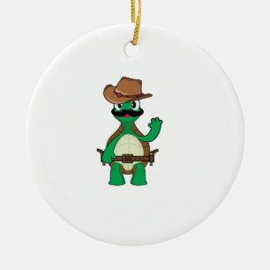 Grappige cowboy schildpad sheriff keramisch ornament