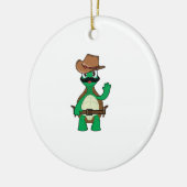 Grappige cowboy schildpad sheriff keramisch ornament (Links)