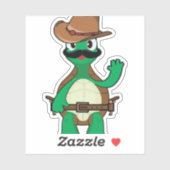 Grappige cowboy schildpad sheriff sticker (Vel)
