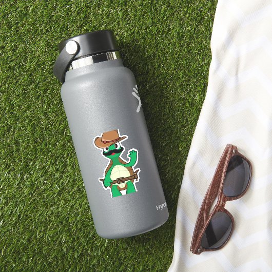 Grappige cowboy schildpad sheriff sticker (HydroFlask Insitu)