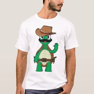 Grappige cowboy schildpad sheriff t-shirt