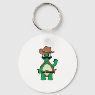 Grappige cowboy schildpad sherrif sleutelhanger