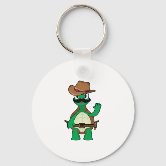 Grappige cowboy schildpad sherrif sleutelhanger (Voorkant)